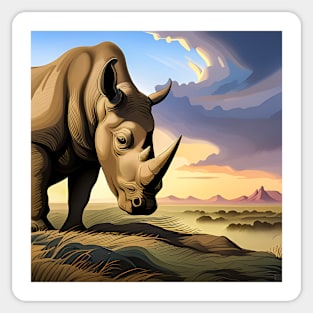 Rhinoceros Art Print Sticker